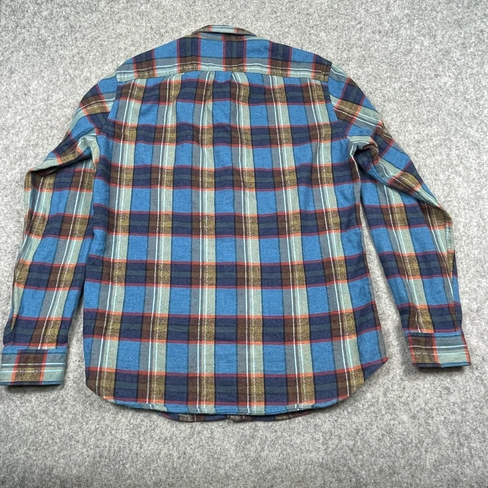 Wallace & Barnes J Crew‎ Shirt Mens Medium Blue Plaid Wool Blend Button Down